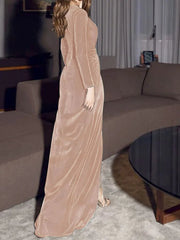 Sheath / Column Minimalist Vintage Wedding Guest Formal Evening Dress V Neck Long Sleeve